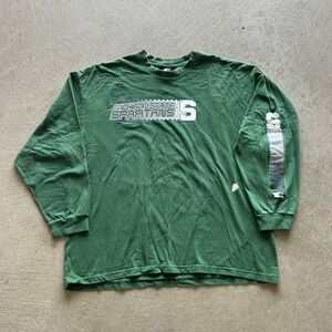 Vintage Starter Michigan State Long Sleeve Shirt Size XL Green MSU Spartans NCAA